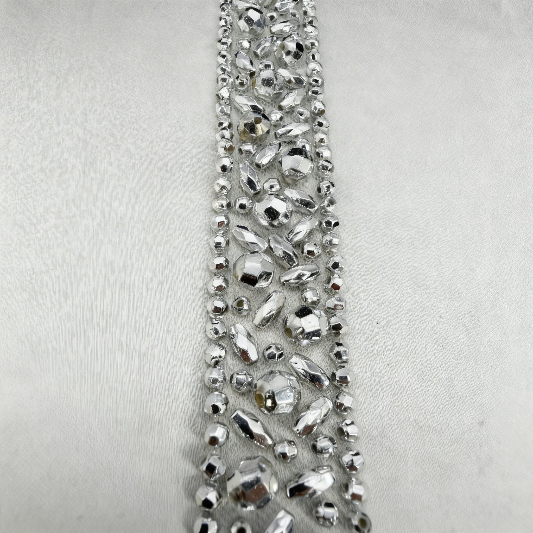 Luxury Beaded Trim by the Yard, Crystal Beaded Rhinestone Trim Collection, Designer Sewing Trim for Bridal, Couture Fashion, Self Adhesive