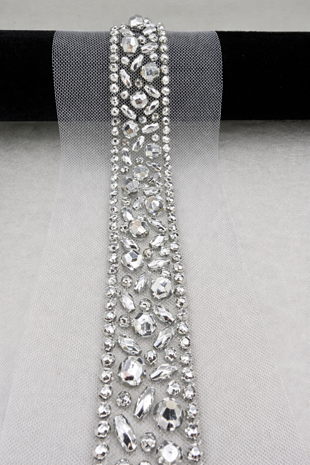 Luxury Beaded Trim by the Yard, Crystal Beaded Rhinestone Trim Collection, Designer Sewing Trim for Bridal, Couture Fashion, Self Adhesive