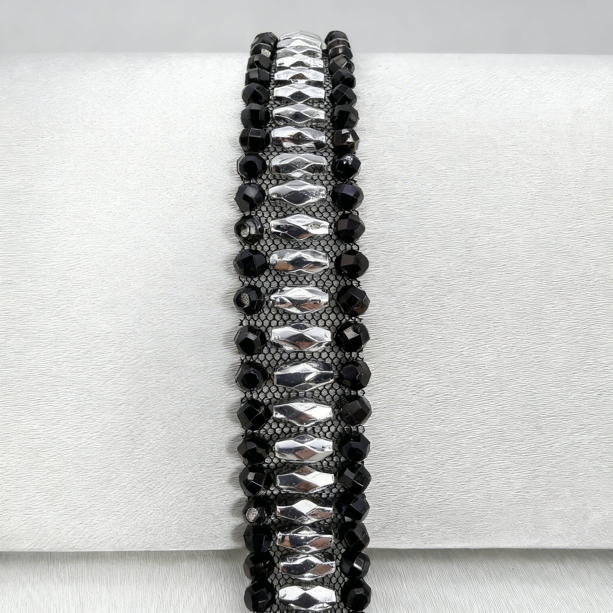 Beaded Trim by the Yard, Designer Mesh Trim, Sewing or Adhesive Trim, Fashion Embellishment - Made in USA by Faraj Beading
