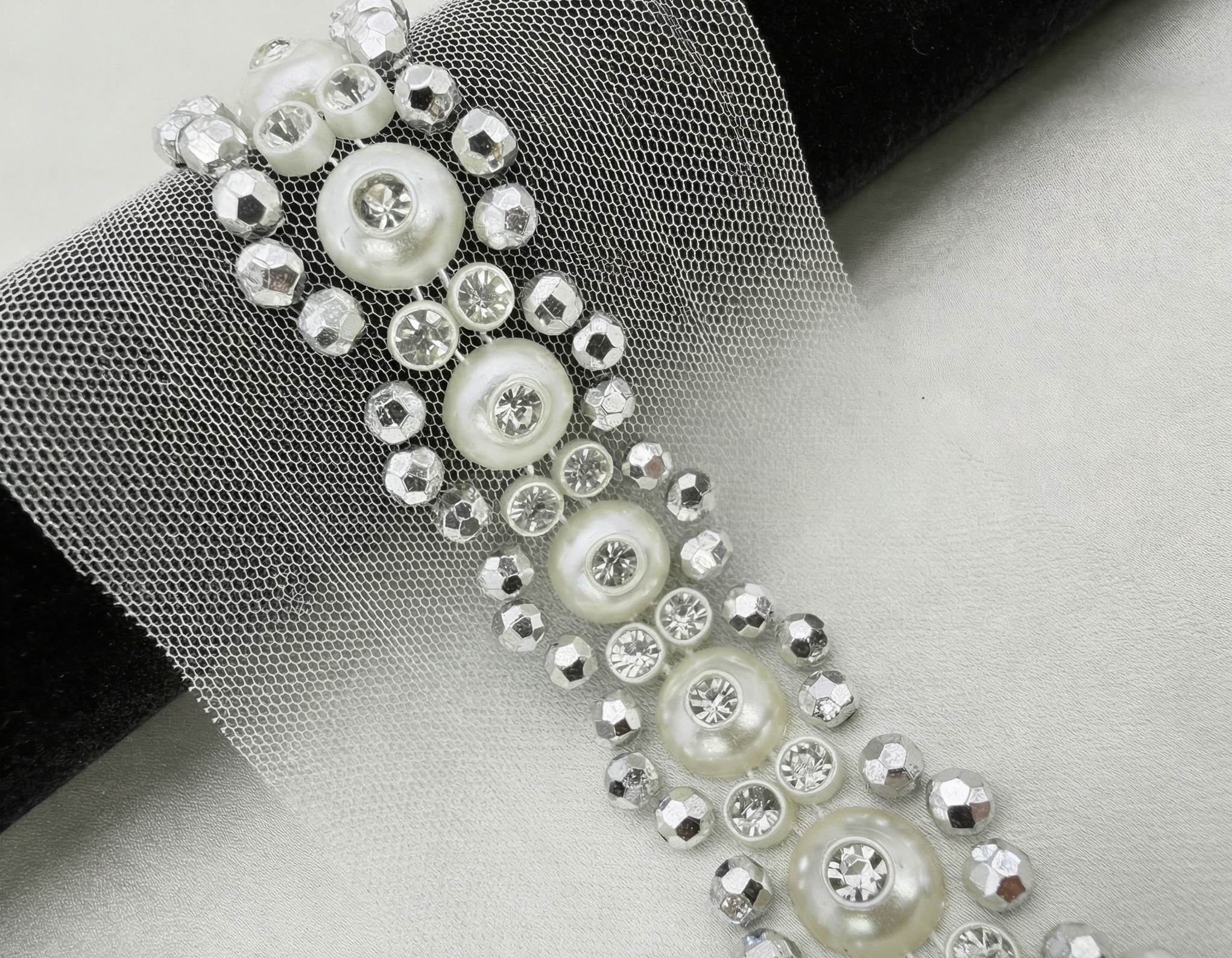 Self Adhesive Pearl Rhinestone Trim – Beaded Trim, DIY Clothing Embellishment, Bridal Applique, Crystal Trim, Made in USA