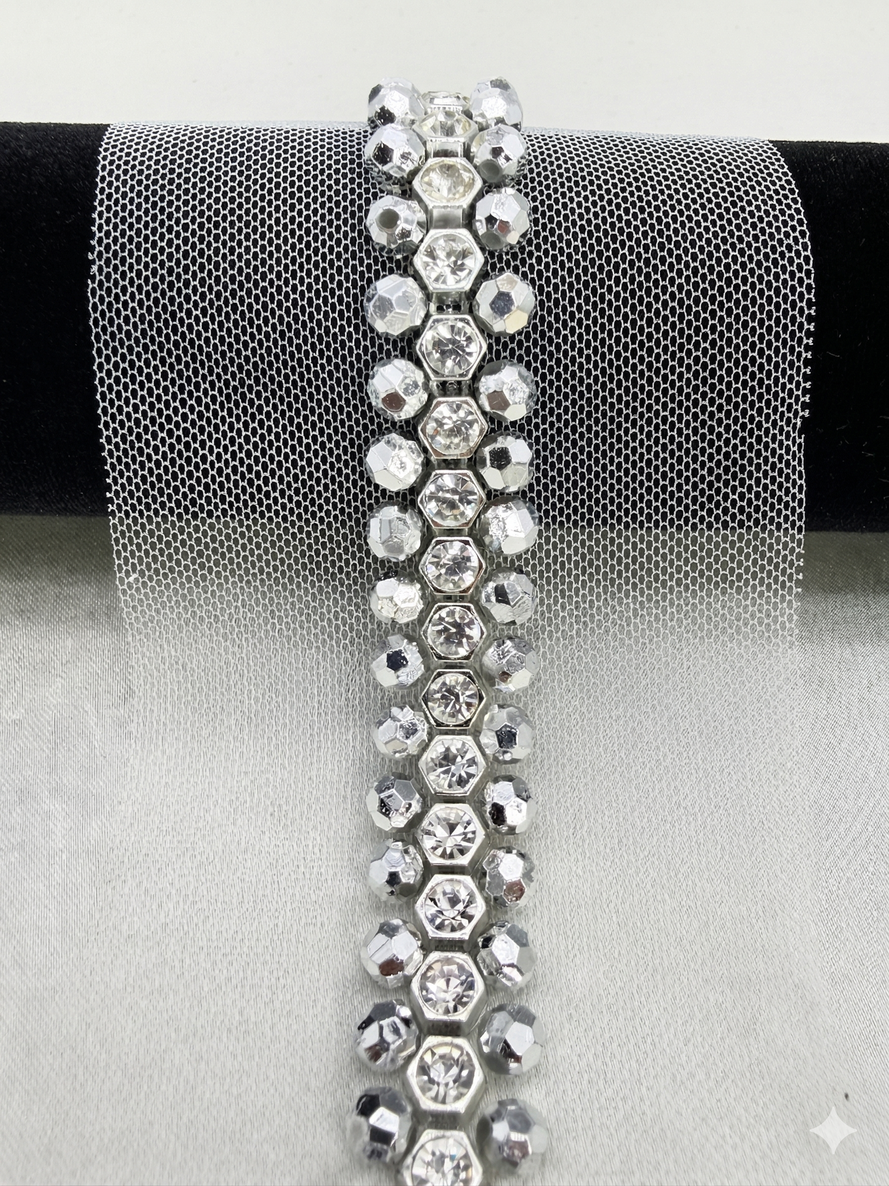Rhinestone Pearl Beaded Trim by the Yard, Center Crystal Chain Trim with Beaded Edges, Bridal Designer Sewing Trim, Self Adhesive Option