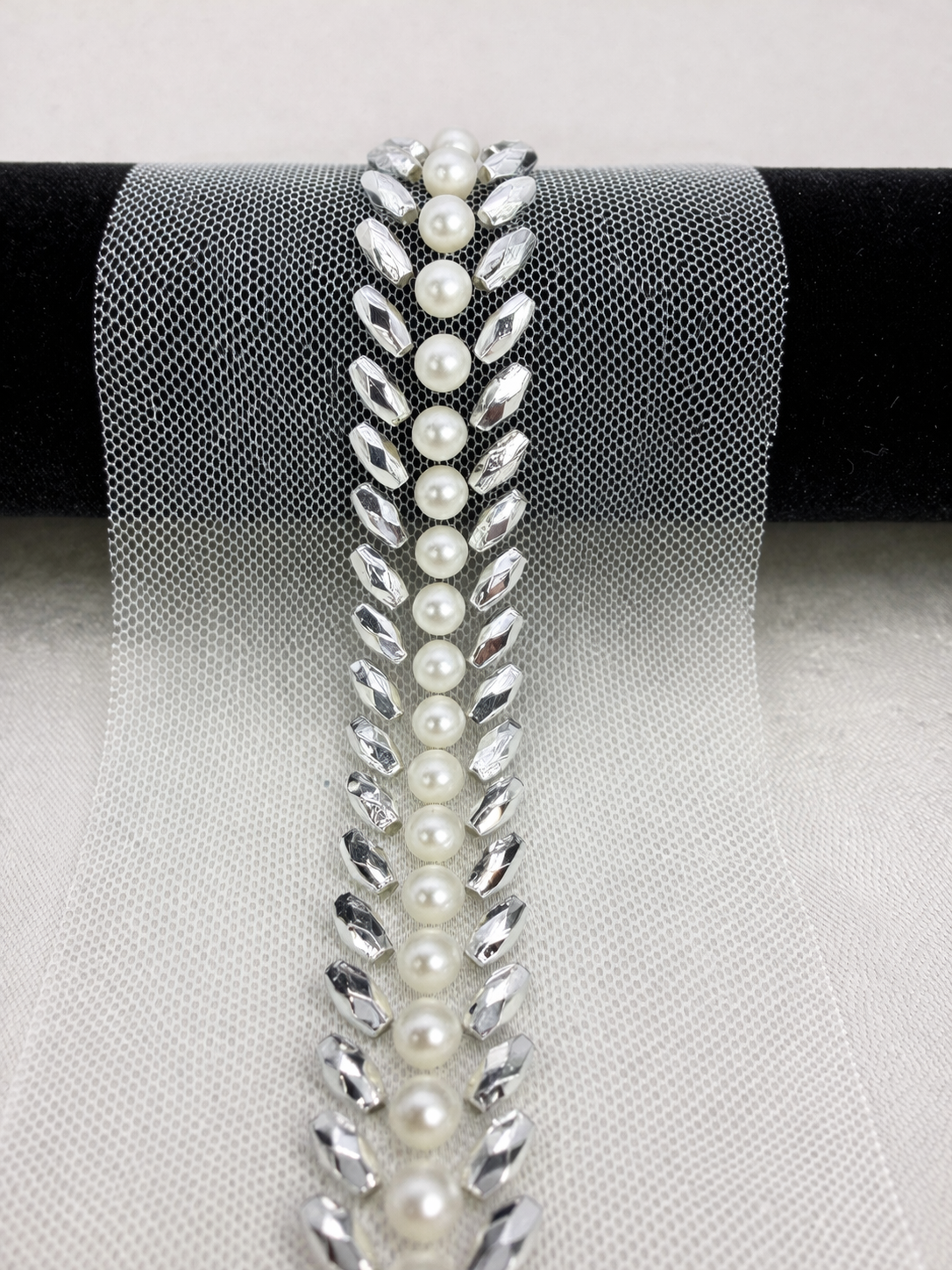 Pearl Beaded Trim by the Yard, Bridal Crystal Trim Options (AB, Silver, Gold, Black), Wedding Dress Sewing Trim, Accessories - Made in USA