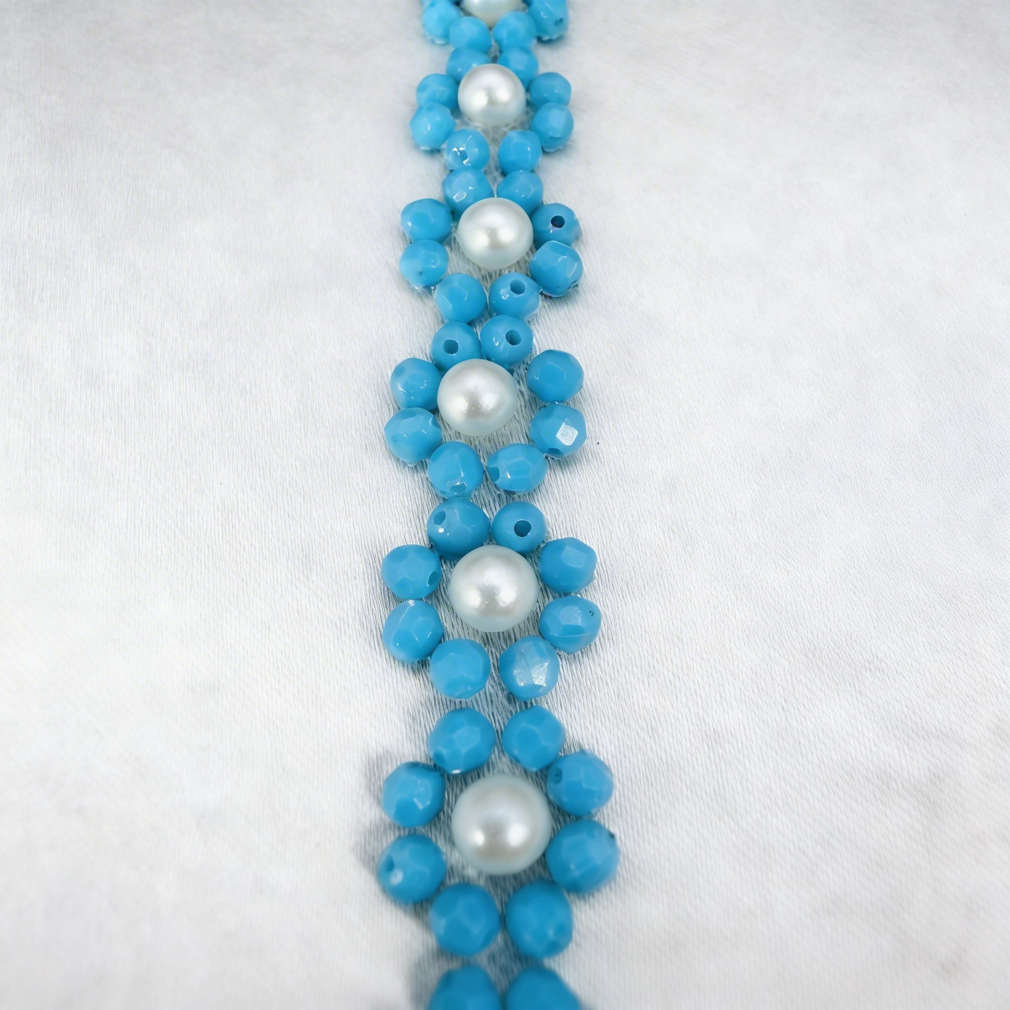 Pearl Beaded Floral Trim by the Yard, Self Adhesive or Sew-On Trim, Rhinestone Flower Trim Options, Bridal, DIY Embellishment - Made In USA