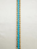 Turquoise Gold Beaded Trim by the Yard, Boho Rhinestone Embellishment, Designer Sewing Trim for Clothing, Bags, Accessories - Made in USA - Faraj Beading