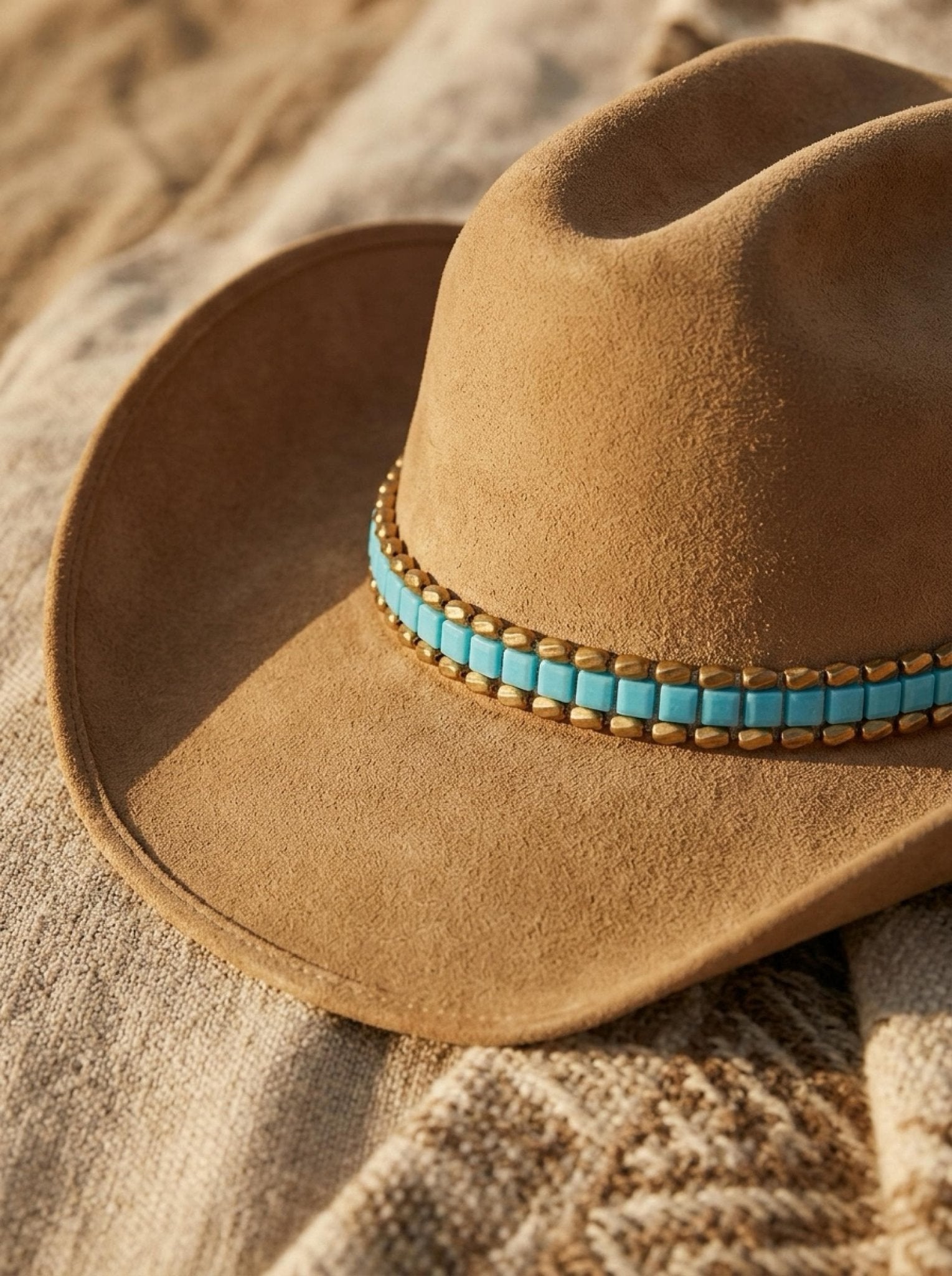 Turquoise Gold Beaded Trim by the Yard, Boho Rhinestone Embellishment, Designer Sewing Trim for Clothing, Bags, Accessories - Made in USA - Faraj Beading