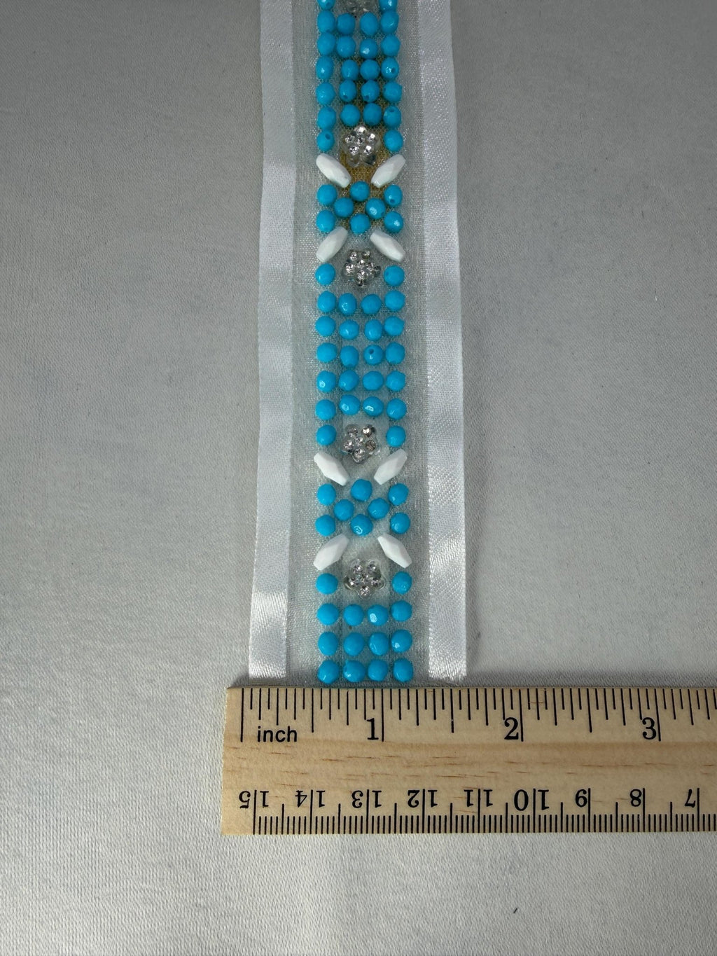 Western Turquoise Beaded Trim – Self Adhesive Rhinestone Trim, Peel and Stick Trim, Blue Bead Embellishment, DIY Trim, - Faraj Beading