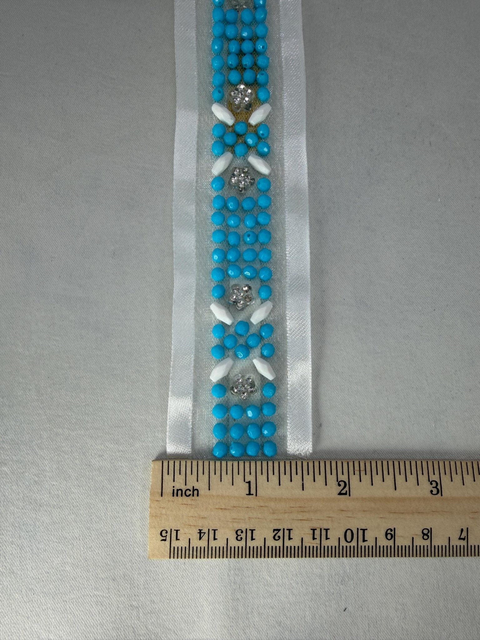 Western Turquoise Beaded Trim – Self Adhesive Rhinestone Trim, Peel and Stick Trim, Blue Bead Embellishment, DIY Trim, - Faraj Beading
